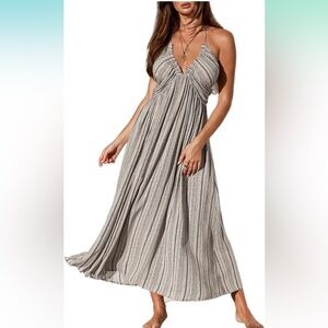 Cupshe Plunging Striped Maxi Dress